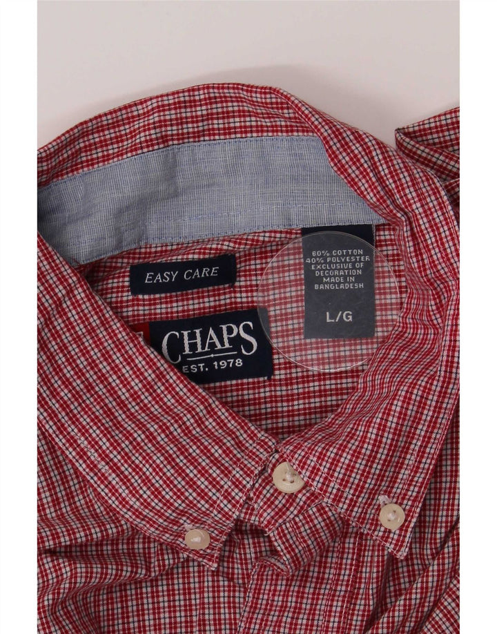 Chaps Camisa de manga corta para hombre de algodón a cuadros rojo grande