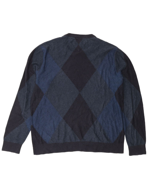 Tommy Hilfiger Suéter de cuello redondo para hombre 2XL Azul marino Argyle/Diamond