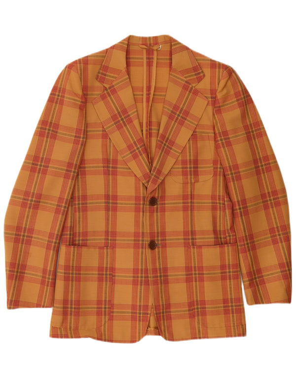 Quantas Chaqueta tipo blazer de 2 botones para hombre IT 50 Large Brown Check Wool