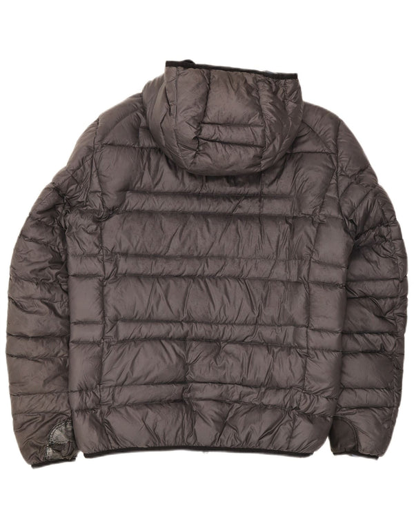 Blauer Chaqueta acolchada con capucha para hombre UK 40 Large Grey Polyamide