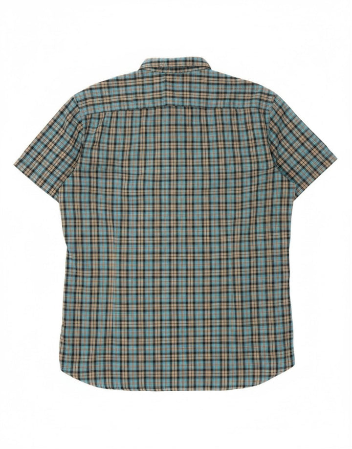 Camisa Hugo Boss Hombre Manga Corta XL Algodón Cuadros Azul