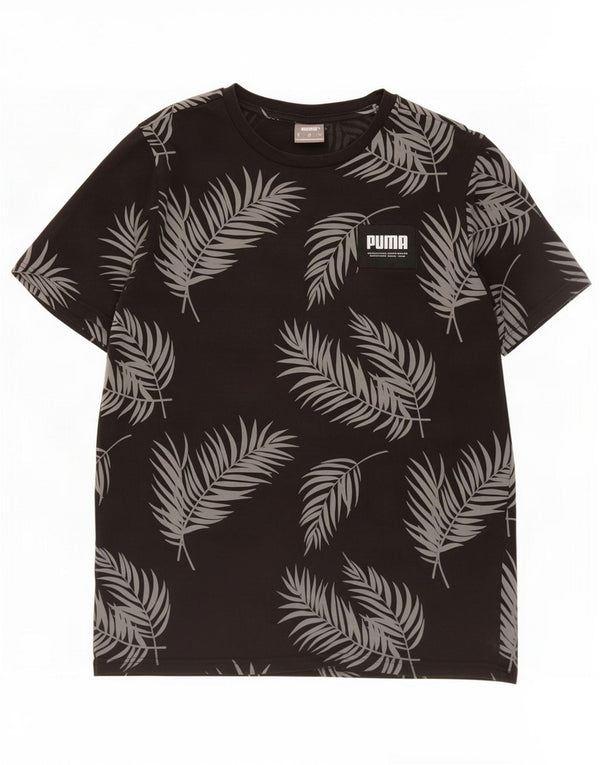Puma Mens Graphic T-Shirt Top Medium Black Floral Cotton
