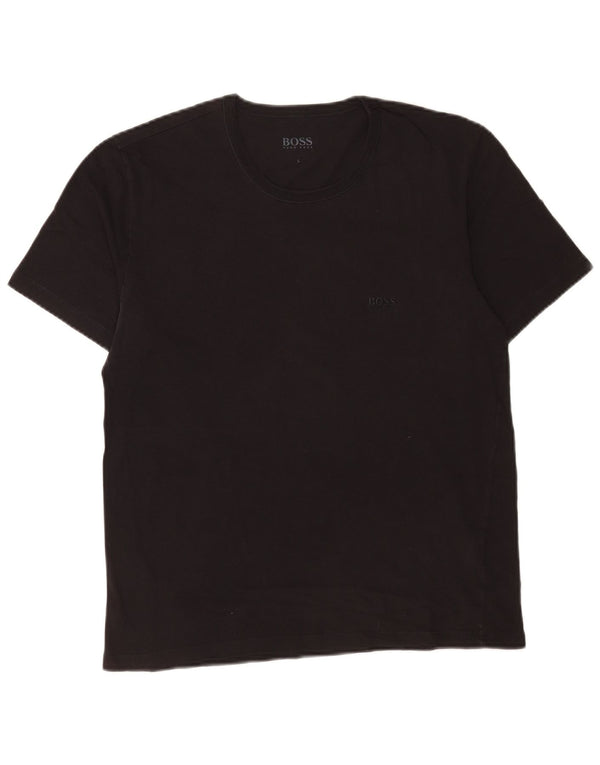 Hugo Boss Hombre Camiseta Top Grande Algodón Negro