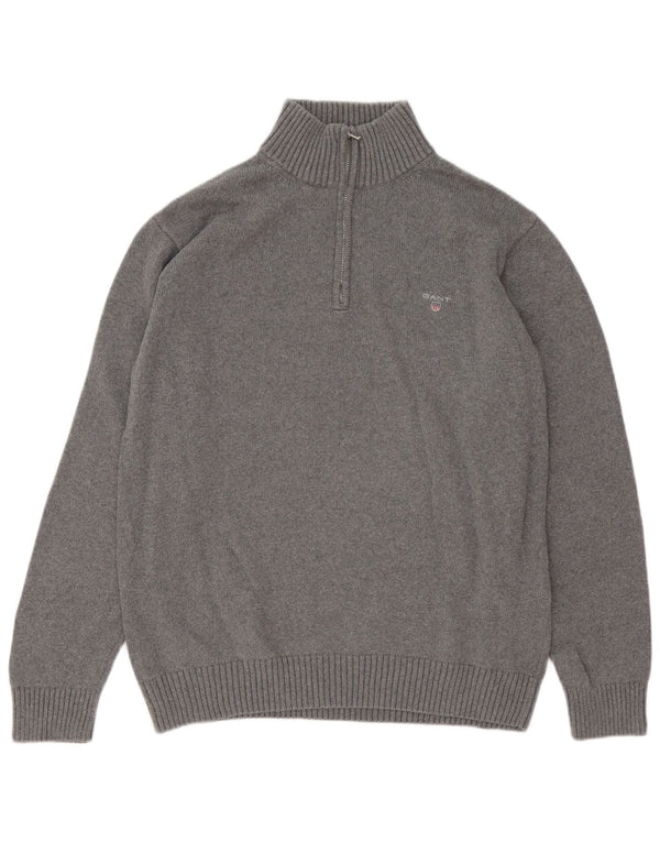 Gant Jersey con cuello y cremallera para hombre, talla 2XL, algodón gris