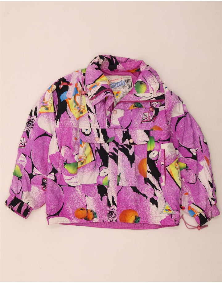 Chamonix Chaqueta Anorak extragrande con estampado abstracto para mujer, talla S, color morado