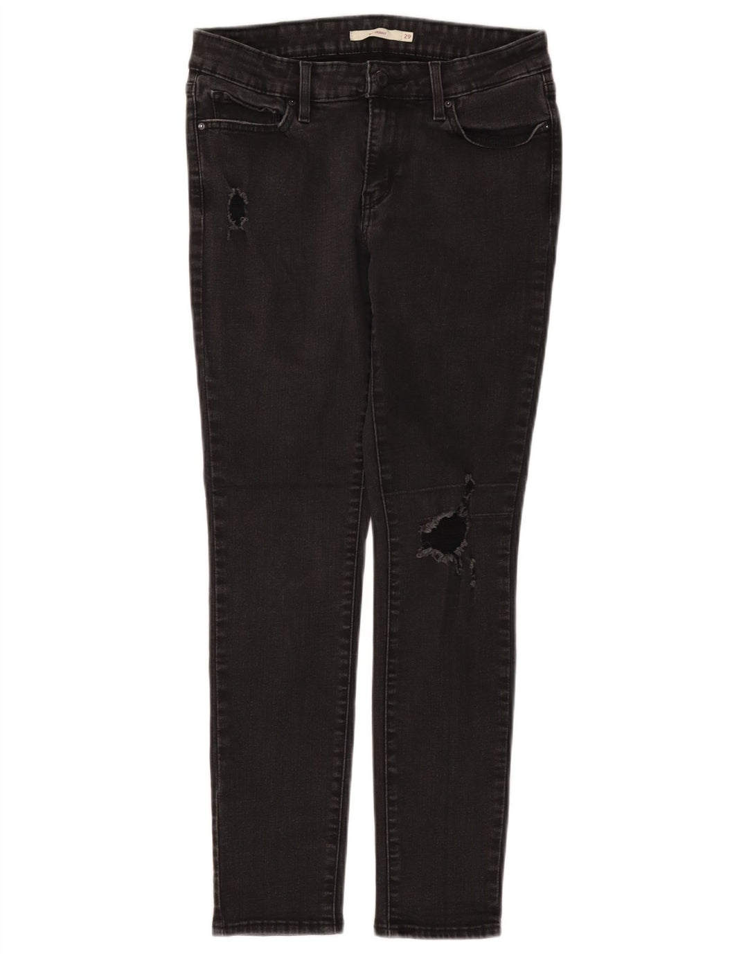 LEVI'S Jeans ajustados desgastados para mujer W29 L30 Algodón negro