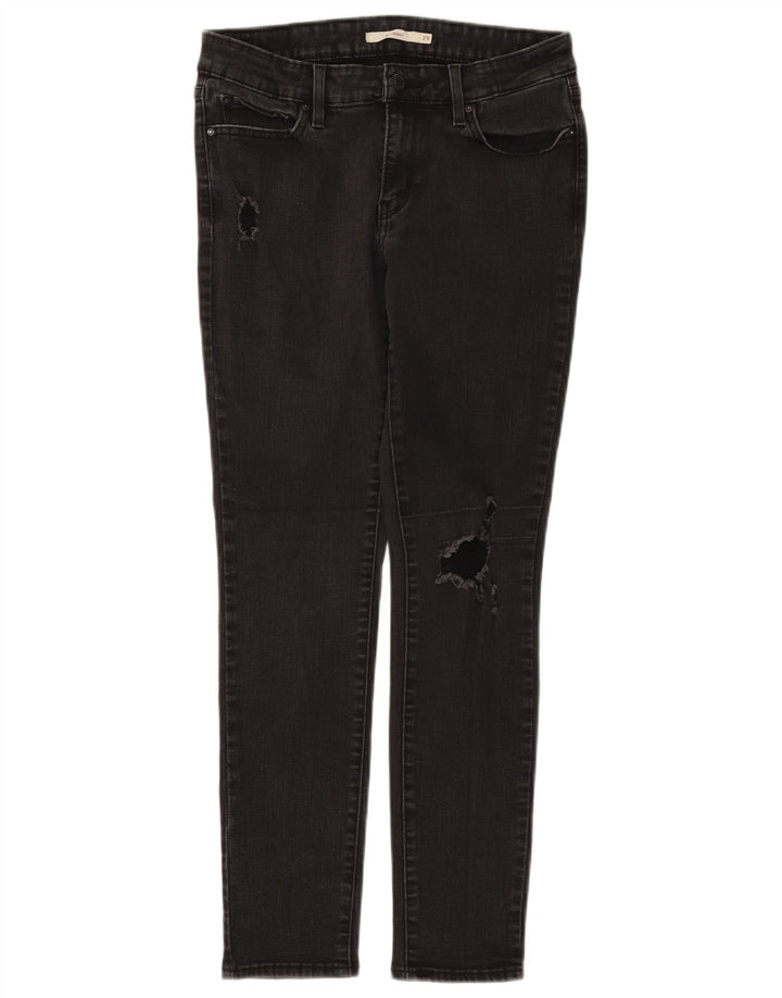 LEVI'S Jeans ajustados desgastados para mujer W29 L30 Algodón negro