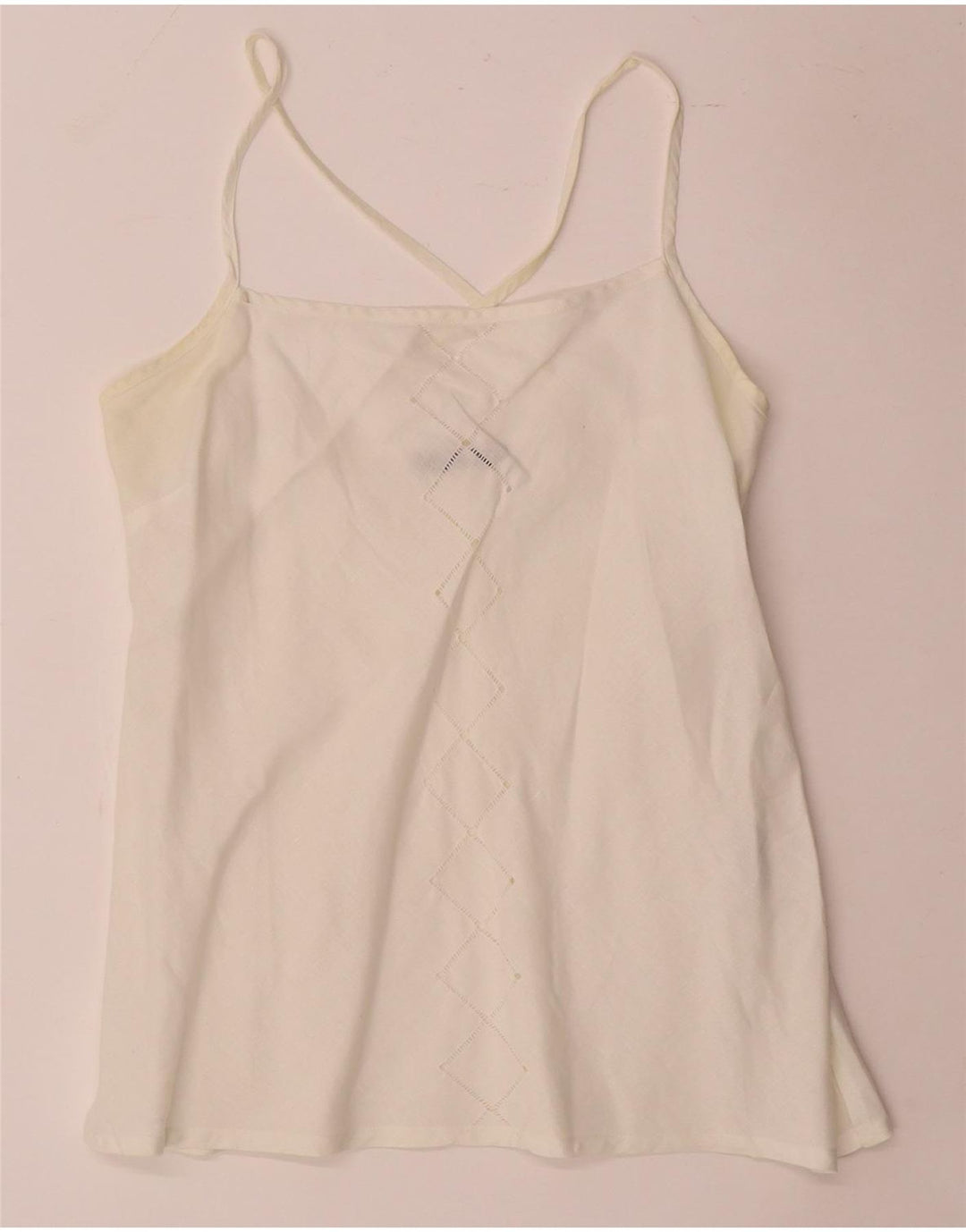 Sara Glenzer Cami Top para Mujer IT 46 Grande Lino Blanco