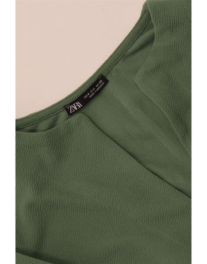 Zara Vestido recto extragrande con manga 3/4 para mujer, talla S, verde