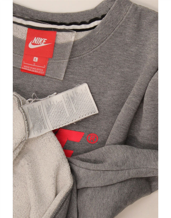 Nike Sudadera con gráfico y diseño tipo jersey de algodón en bloques de color gris grande para hombre