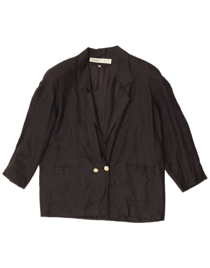 Swish Chaqueta tipo blazer extragrande con doble botonadura para mujer UK 40 Mediano Negro