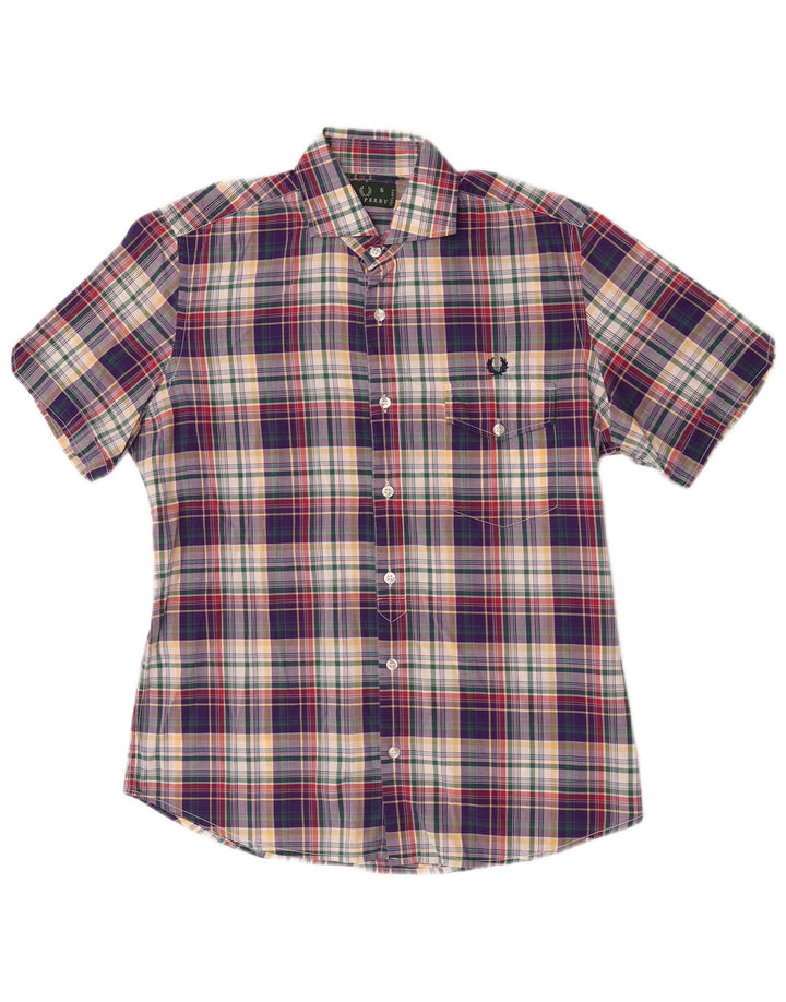 Fred Perry Camisa Slim Fit De Manga Corta Para Hombre A Cuadros Multicolores Pequeños