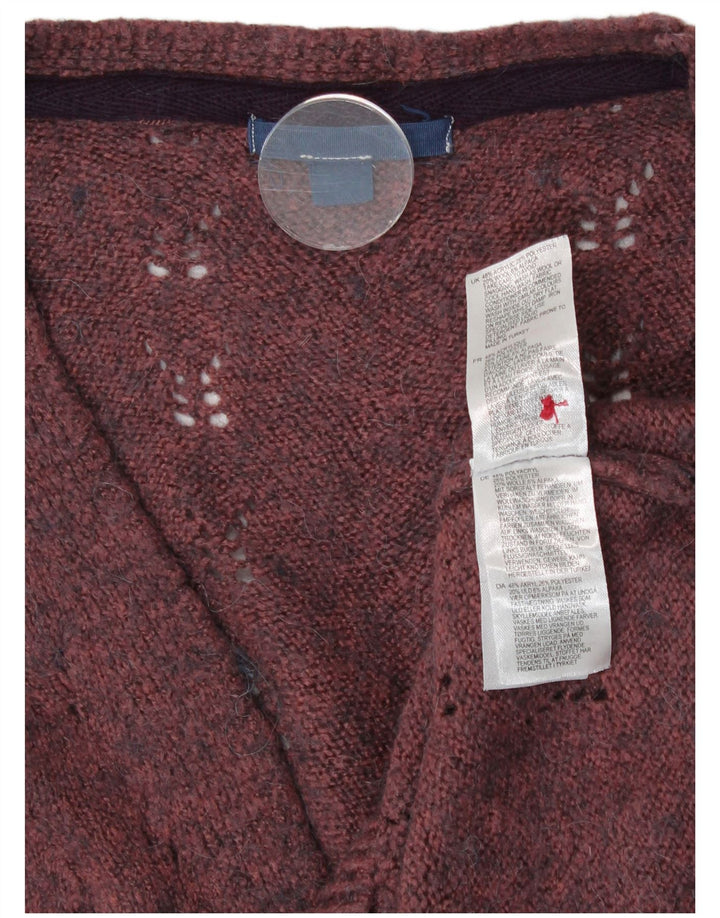 White Stuff Cárdigan de corte holgado para mujer, talla 44, acrílico granate mediano