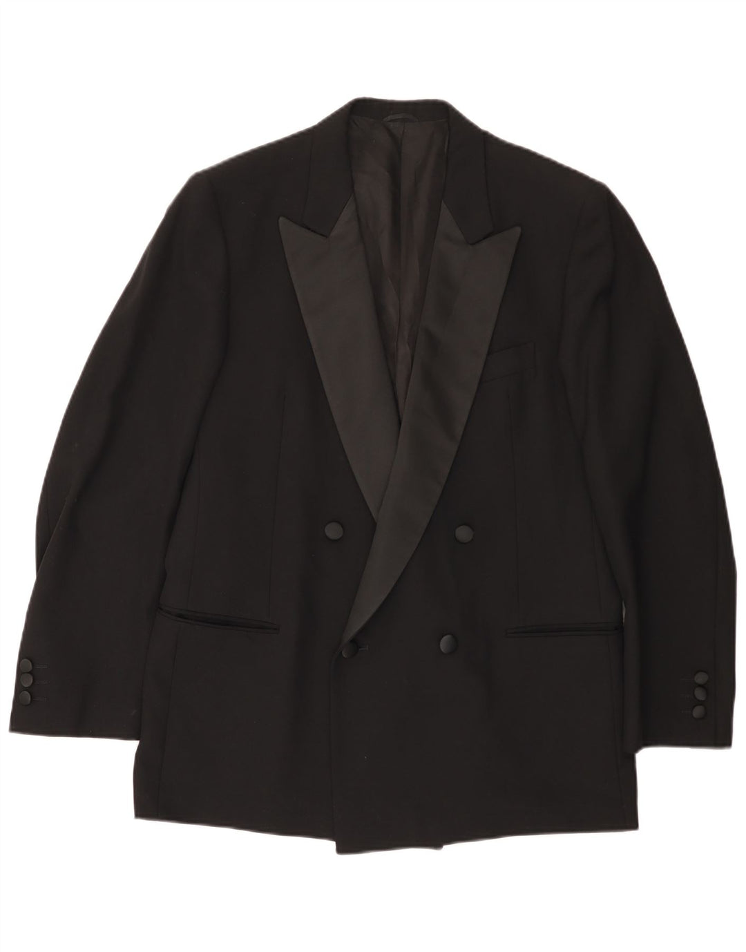 Vintage hombres chaqueta blazer de doble pecho IT 50 lana negra grande