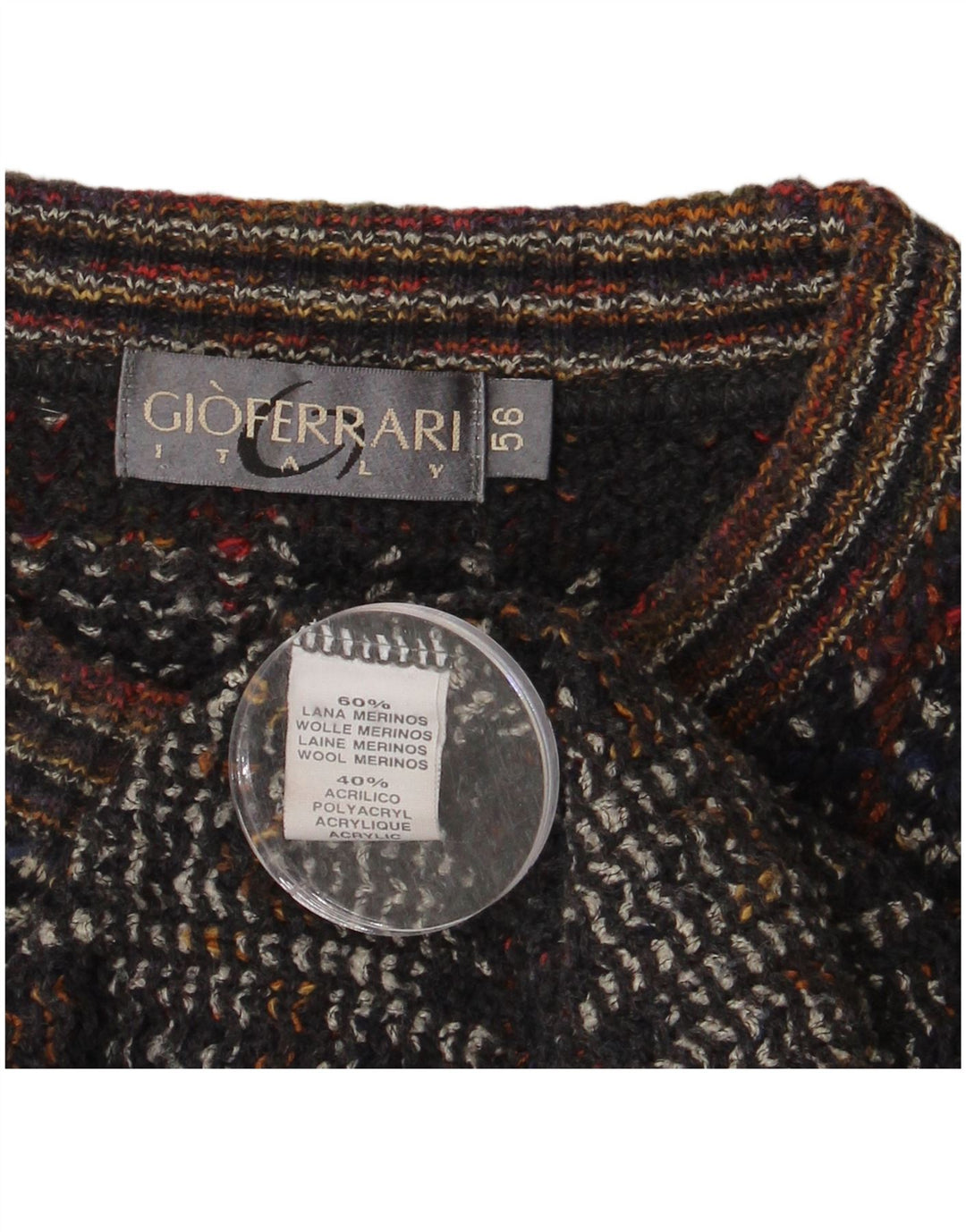 gio ferrari Jersey para Hombre con Cuello Barco IT 56 XL Lana a Cuadros Multicolor