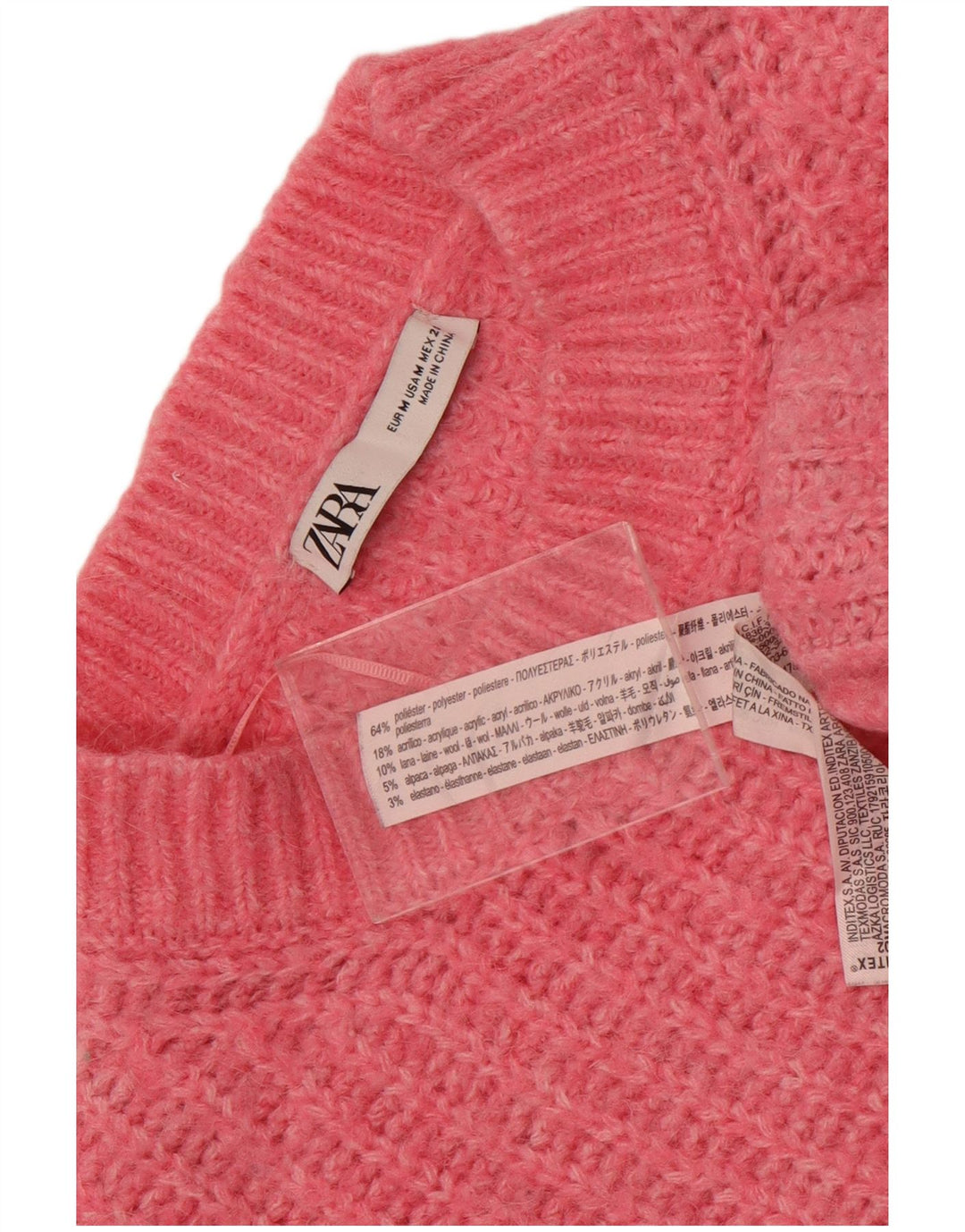 Zara Mujer Crop Oversize Cuello Redondo Jersey Jersey Reino Unido 40 Mediano Rosa