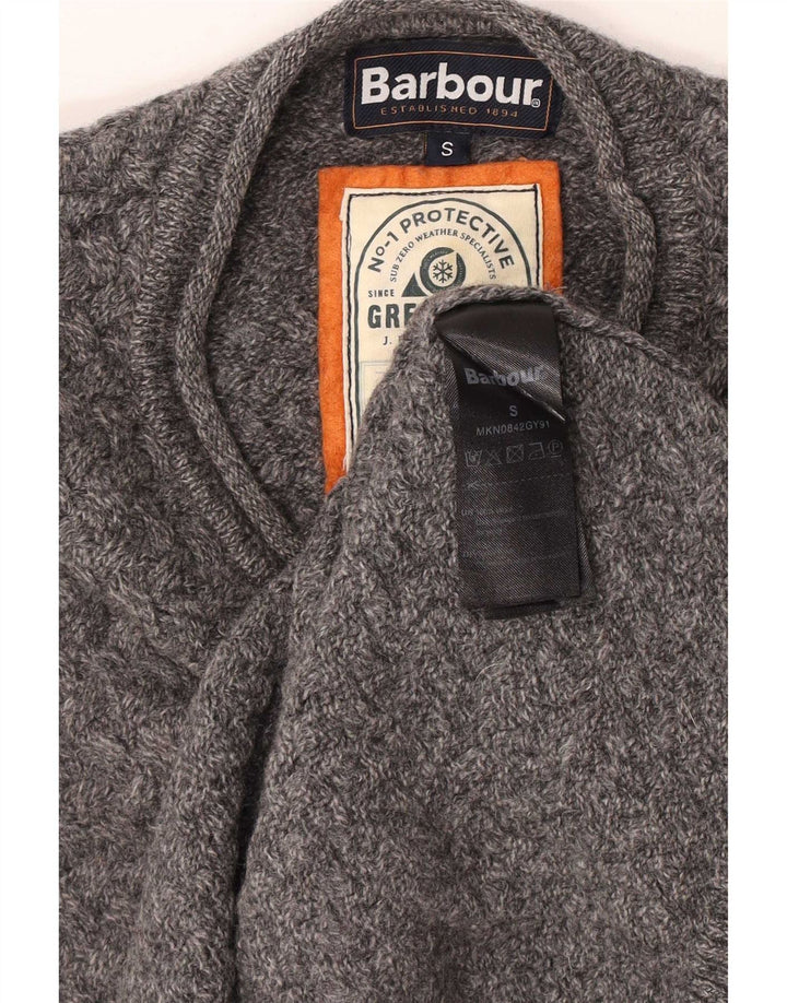 Barbour Jersey De Cuello Redondo Para Hombre Suéter De Lana Gris Pequeño