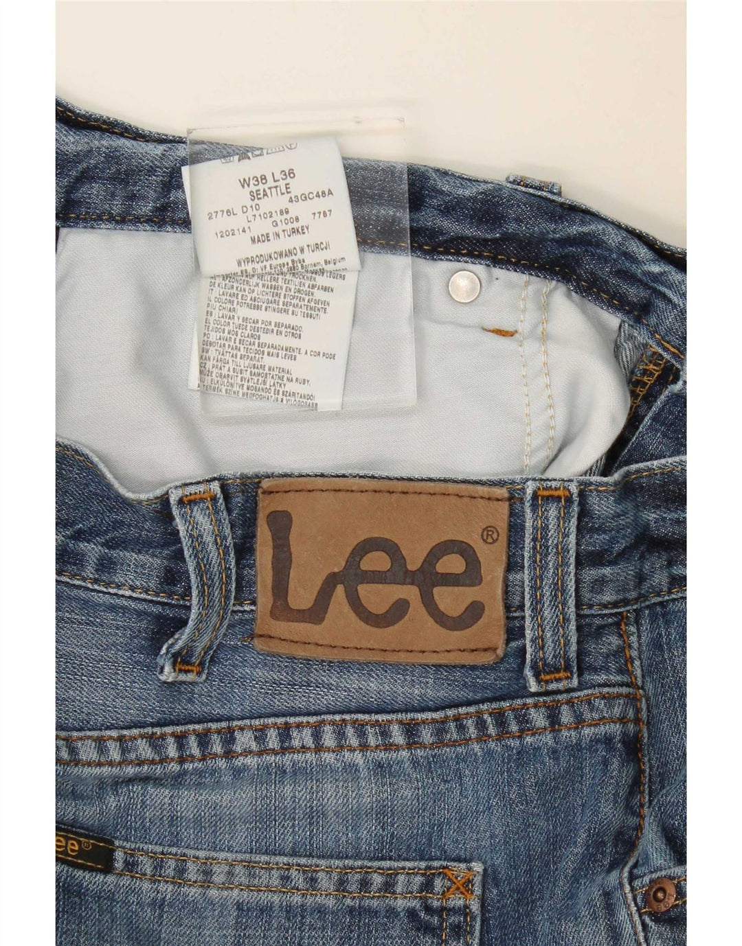Lee Vaqueros Rectos Seattle Para Hombre W38 L30 Algodón Azul