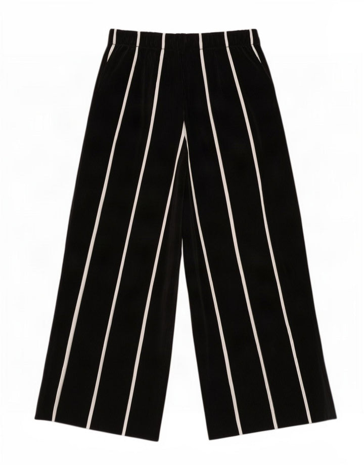 Zara Mujer Cullotes Capri Pantalones Pequeños W26 L22 Negro Rayas
