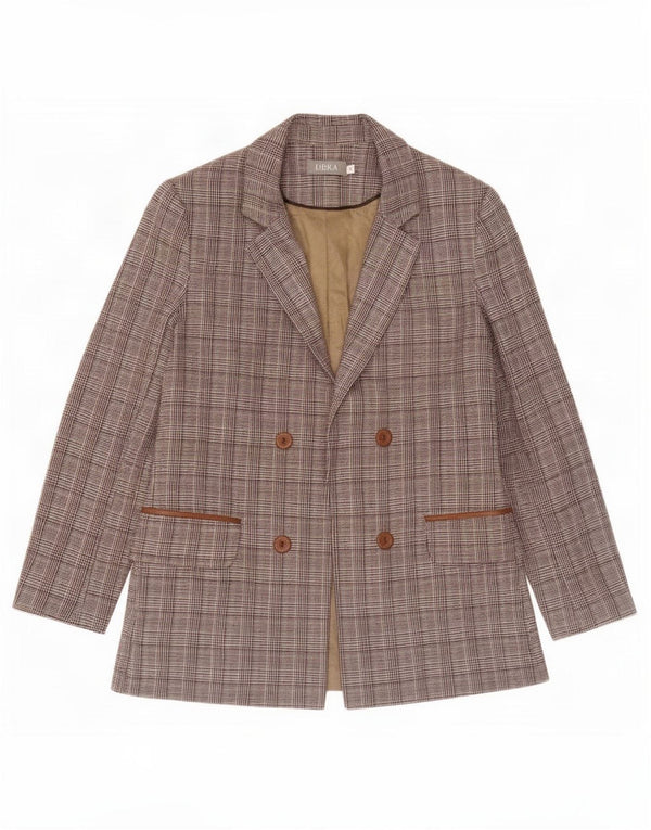 Libra Chaqueta tipo blazer abierta para mujer UK 40 Marrón medio Pata de gallo