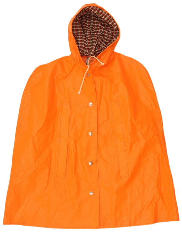 Vintage mujer con capucha capa impermeable Reino Unido 18 XL naranja