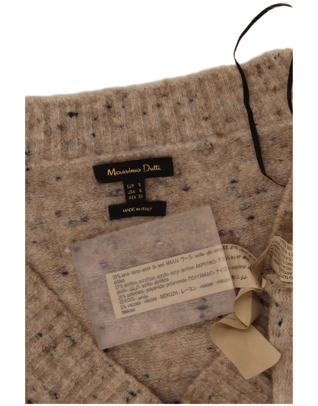 Massimo Dutti Vestido Jersey de Manga Larga para Mujer UK 40 Small Gris Moteado