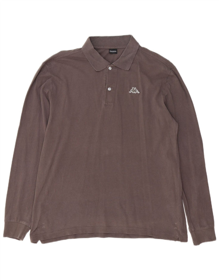 Kappa Polo De Manga Larga Para Hombre Grande Gris Algodón