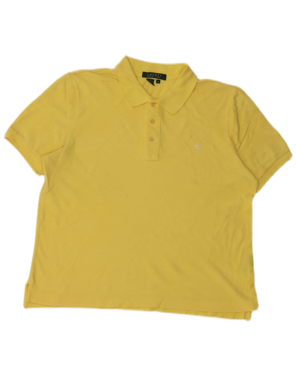 RALPH LAUREN Polo corto para mujer Reino Unido 14 Algodón amarillo mediano