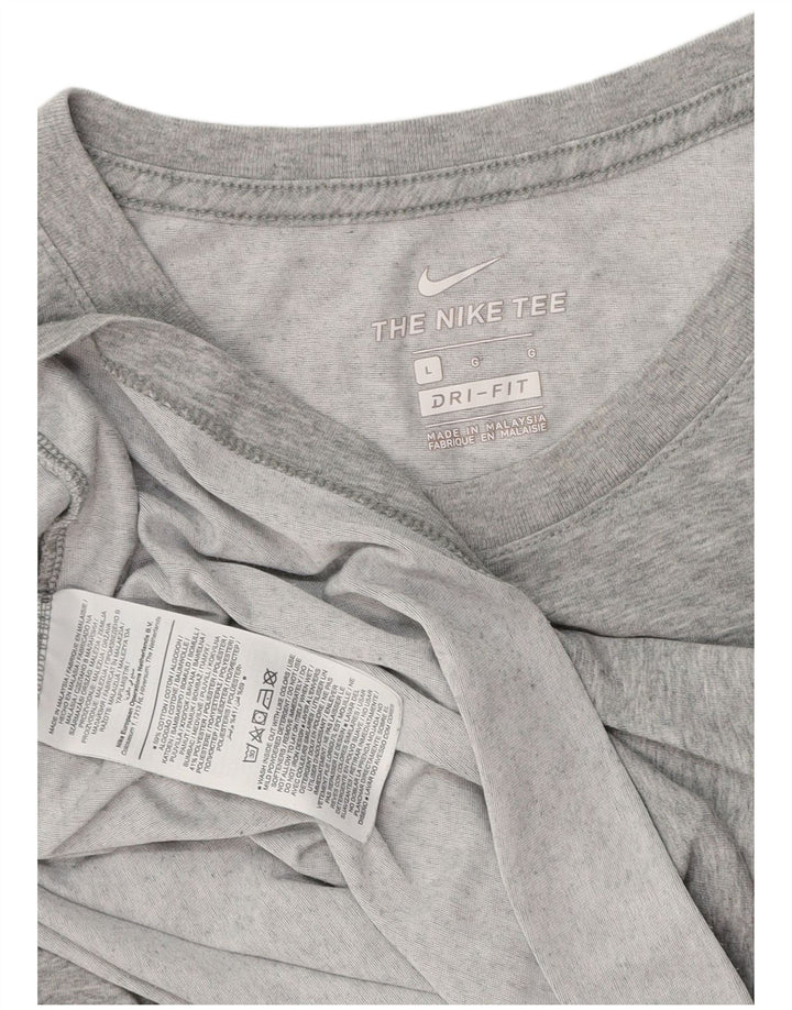 Camiseta Nike Dri Fit para hombre, talla grande, algodón moteado gris