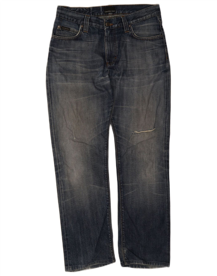 Calvin Klein Jeans recortados desgastados para hombre W30 L23 Azul