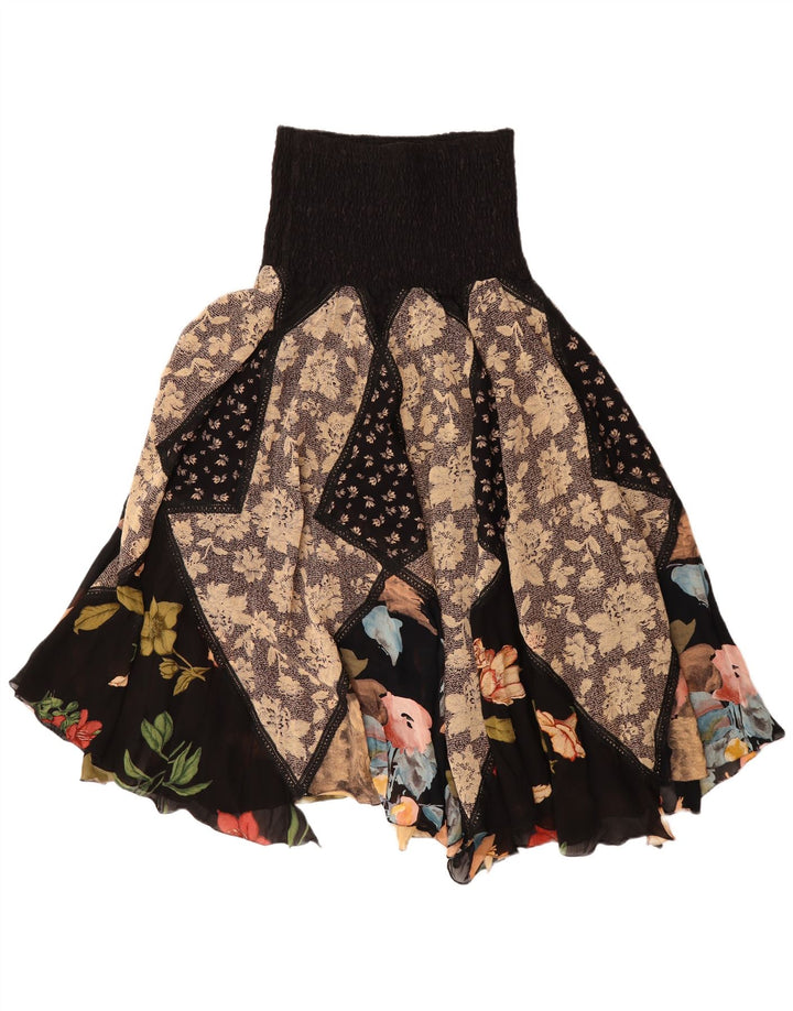 Falda gitana asimétrica vintage para mujer W30 patchwork multicolor medio