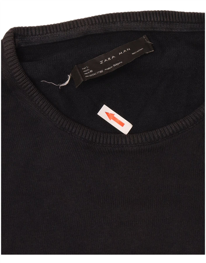 Zara Hombre Jersey De Cuello Redondo Jersey Grande Negro