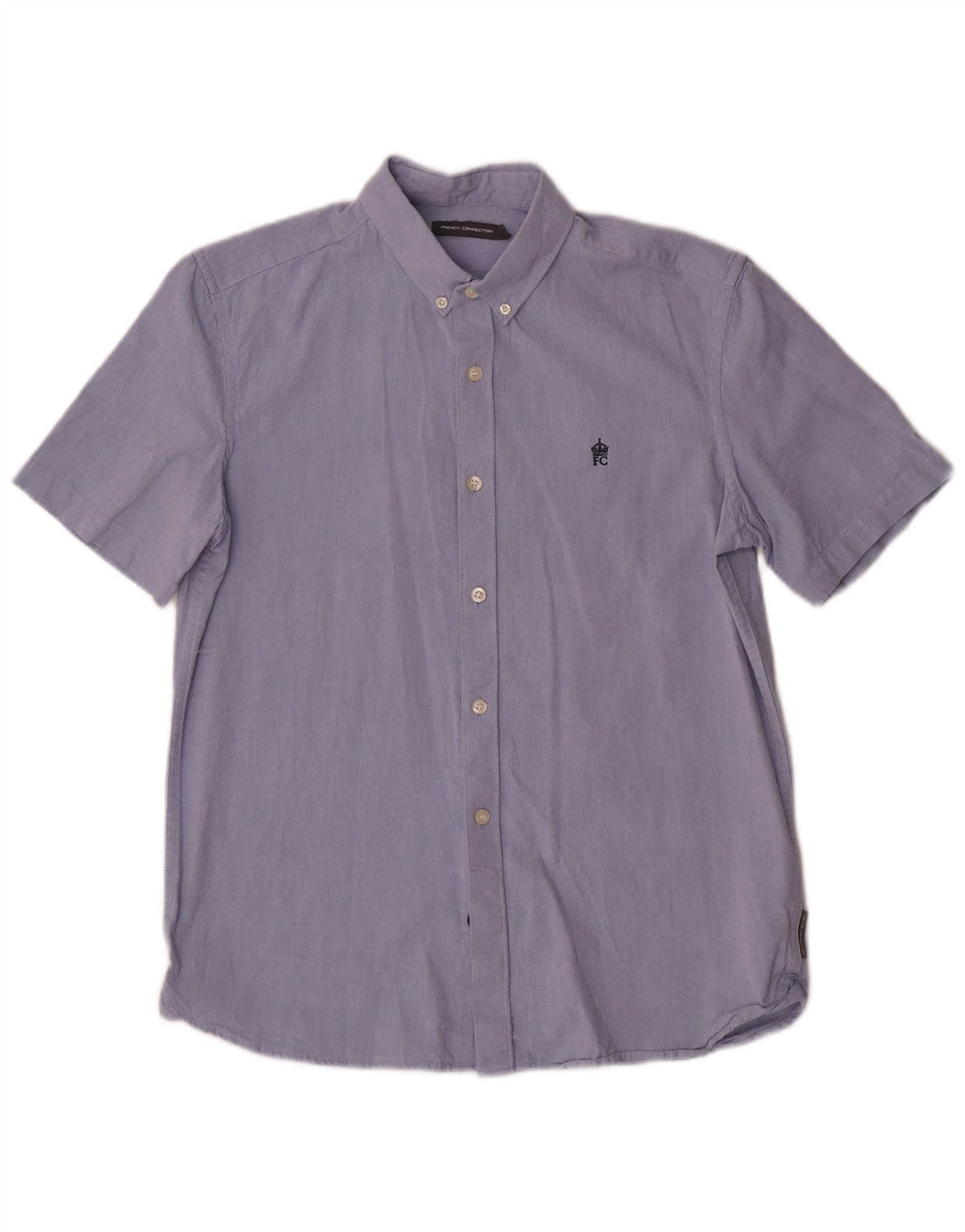 Camisa de manga corta para hombre French Connection de algodón azul medio
