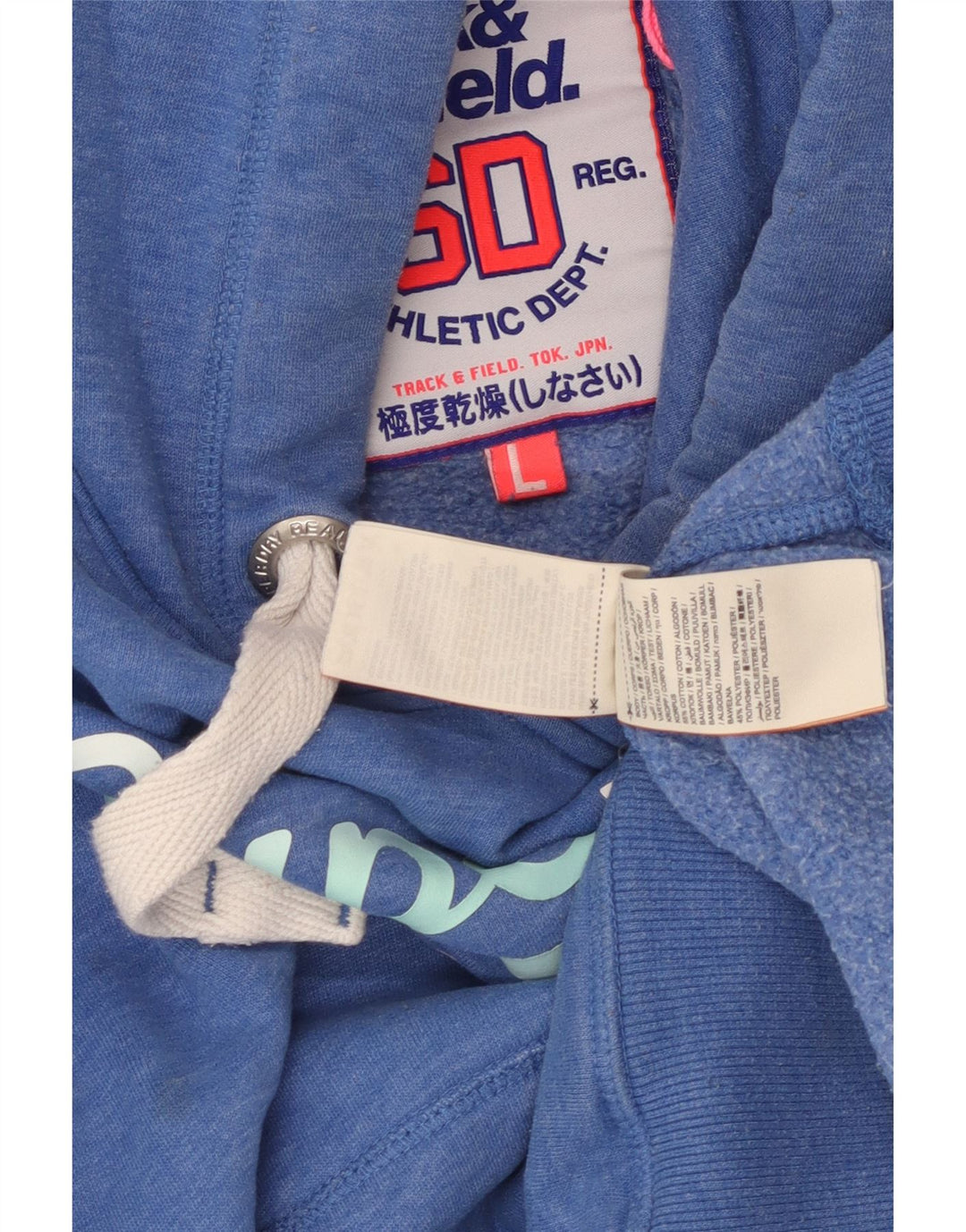 SUPERDRY Jersey con capucha gráfica para mujer Reino Unido 46 Algodón moteado azul grande