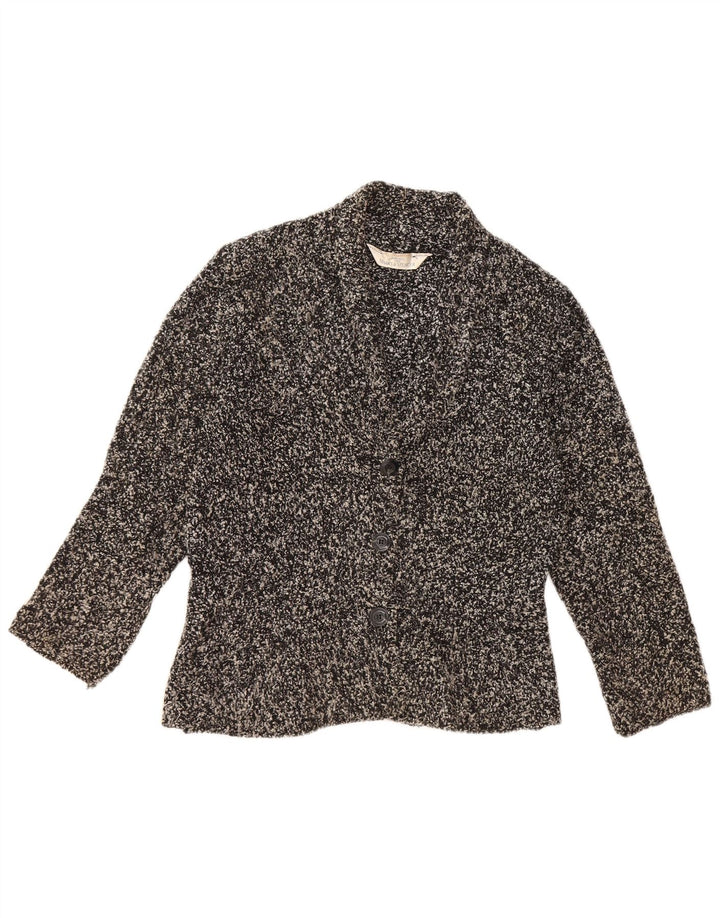 MARKS & SPENCER Suéter tipo cárdigan para mujer Reino Unido 12 Acrílico moteado negro mediano