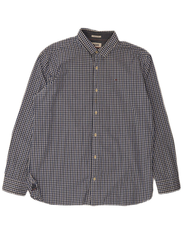 Tommy Hilfiger Camisa de corte regular para hombre XL Algodón a cuadros azul