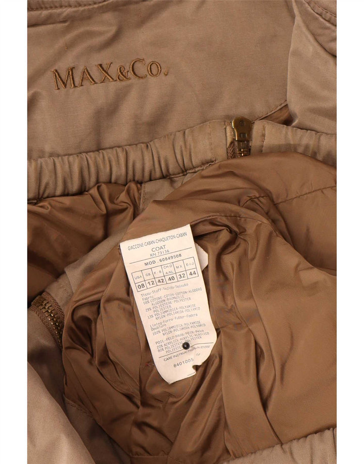 Max & Co. Abrigo acolchado con capucha para mujer UK 42 Algodón marrón medio