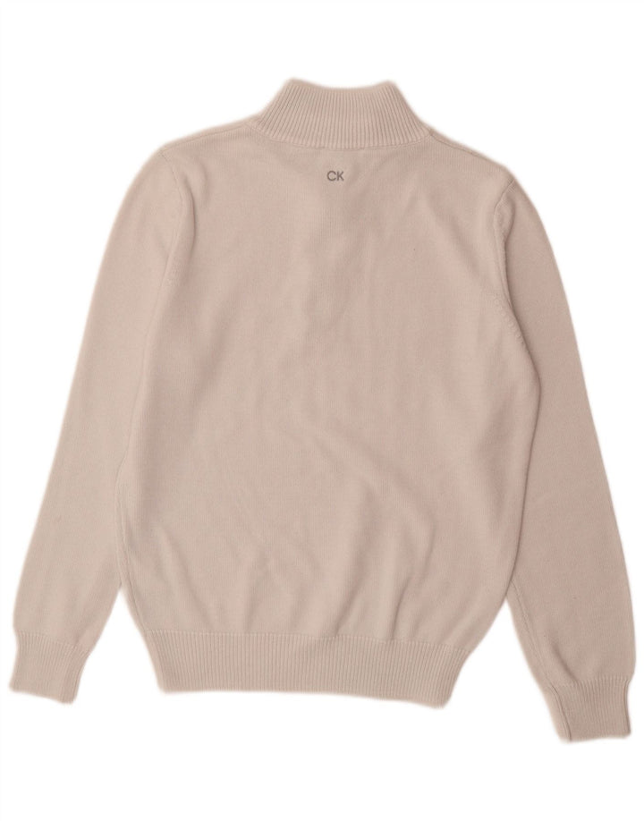 Calvin Klein - Jersey con cuello y cremallera para hombre, talla pequeña, algodón blanco