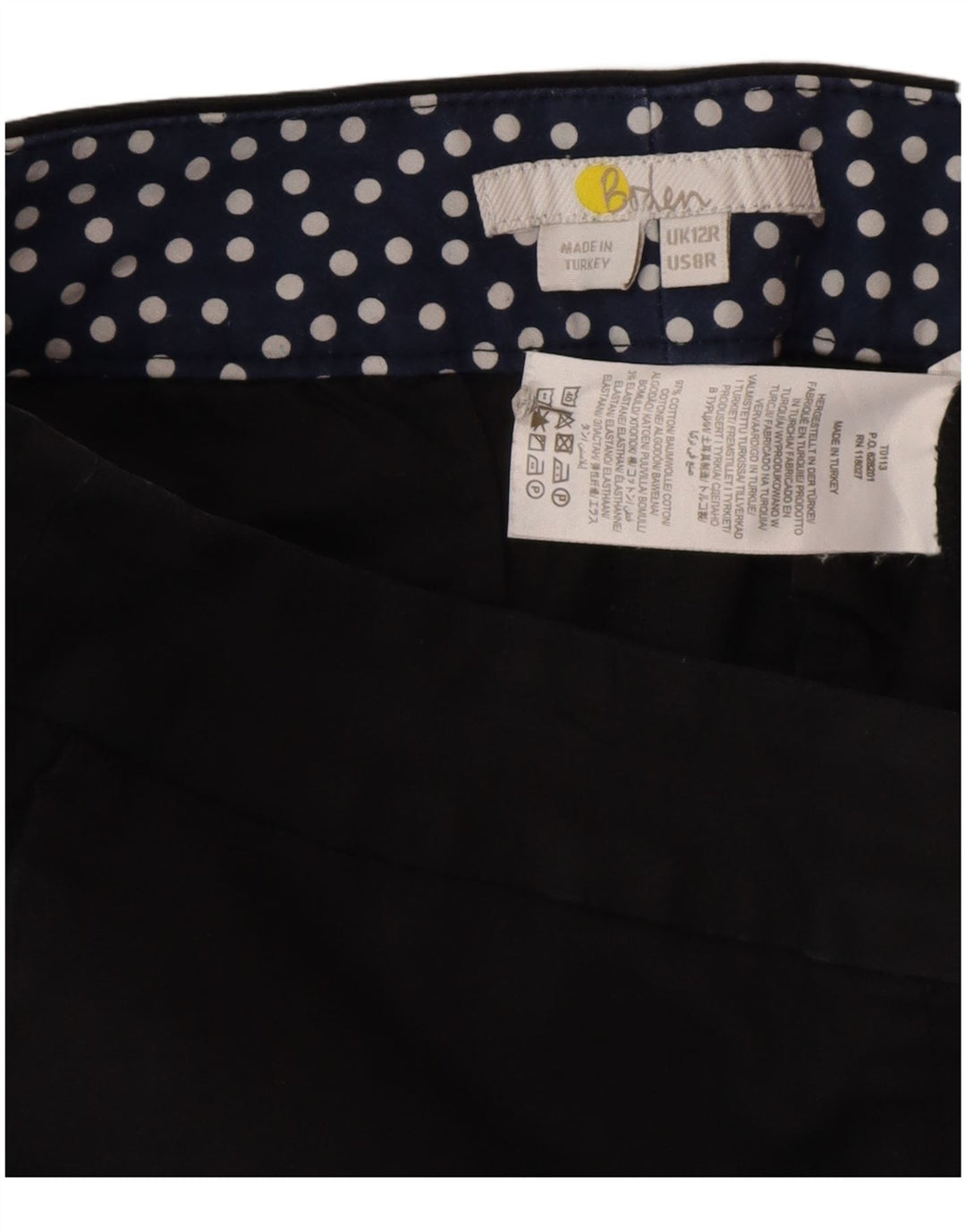 BODEN Pantalones chinos rectos para mujer UK 12 Medium W32 L30 Algodón negro
