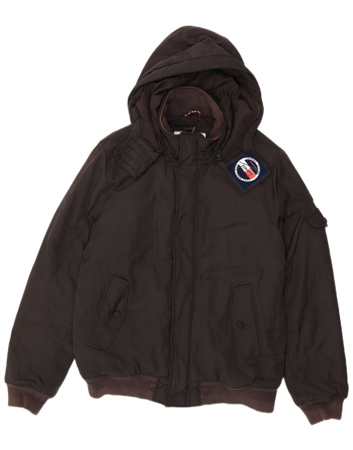 Tommy Hilfiger Chaqueta bomber con capucha para hombre UK 42 XL Poliéster negro