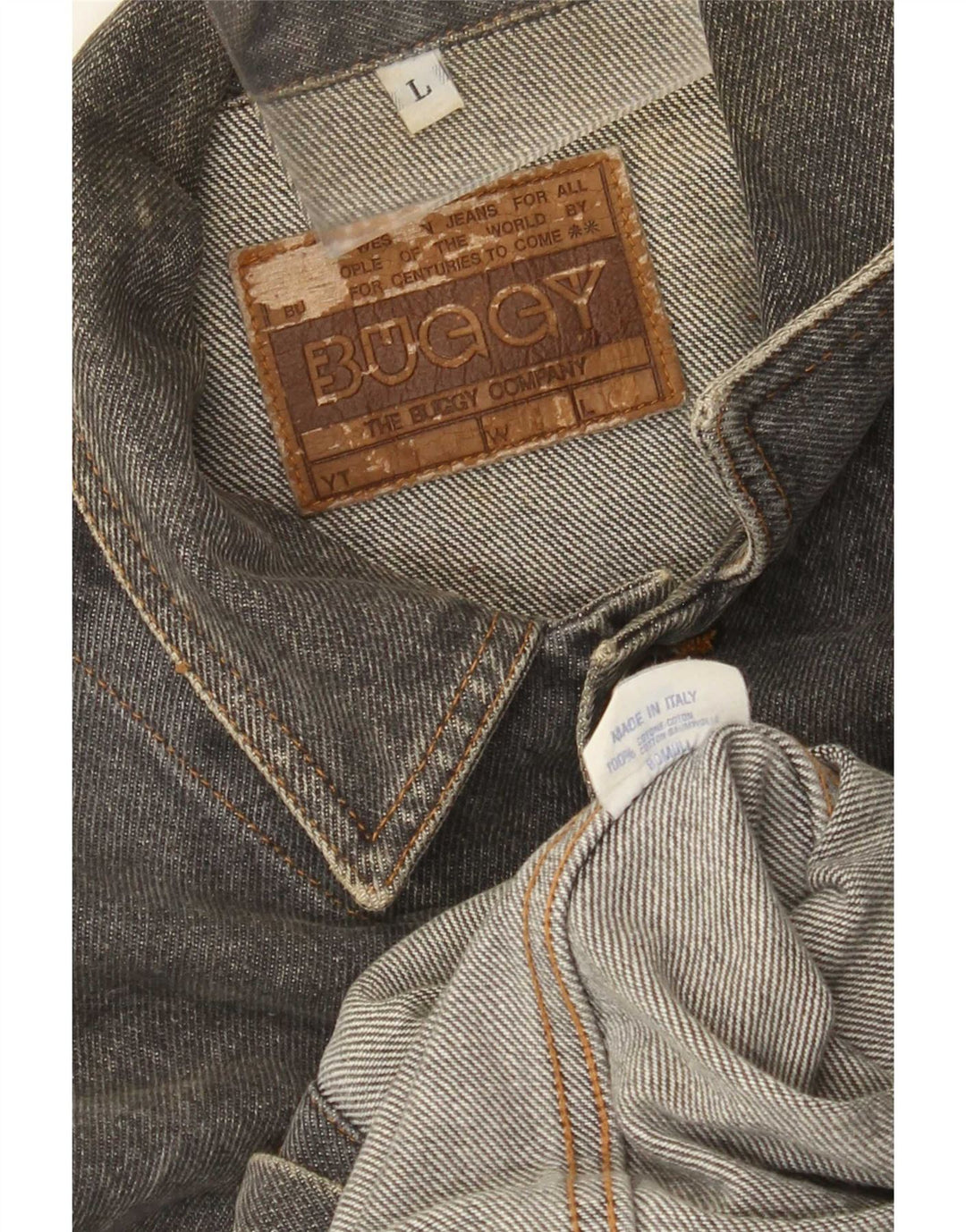 Vintage hombres chaqueta de mezclilla Reino Unido 40 algodón gris grande