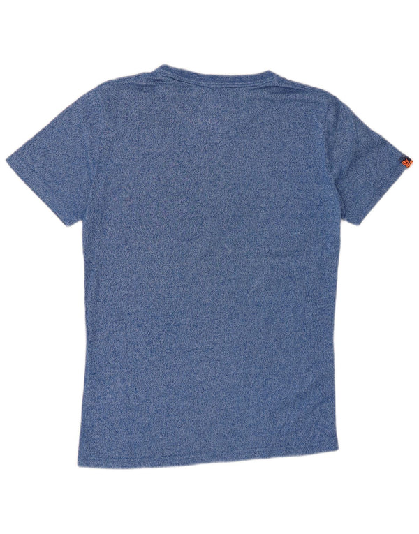 SUPERDRY Camiseta gráfica para hombre Top pequeño de algodón moteado azul