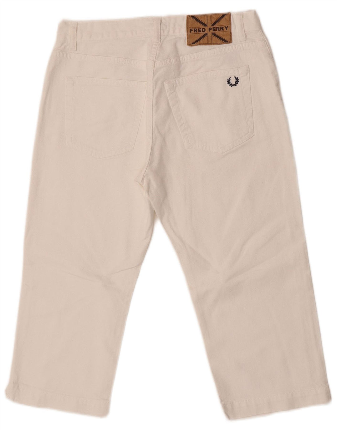 Fred Perry Jeans Capri Rectos De Talle Medio Para Mujer IT 42 Medium W27 L18 Blanco