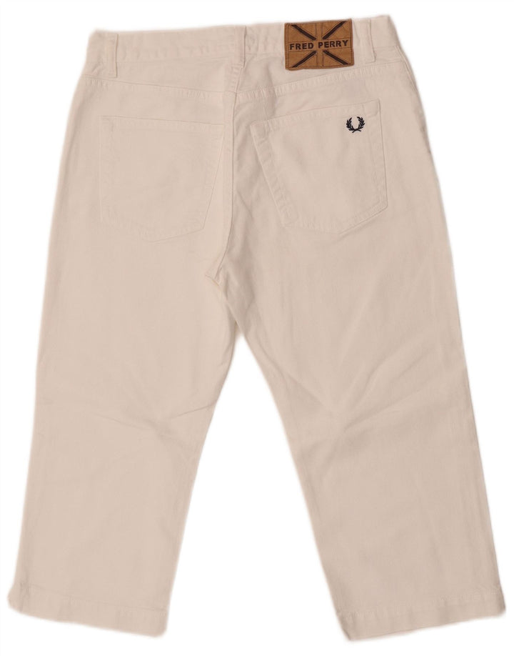 Fred Perry Jeans Capri Rectos De Talle Medio Para Mujer IT 42 Medium W27 L18 Blanco