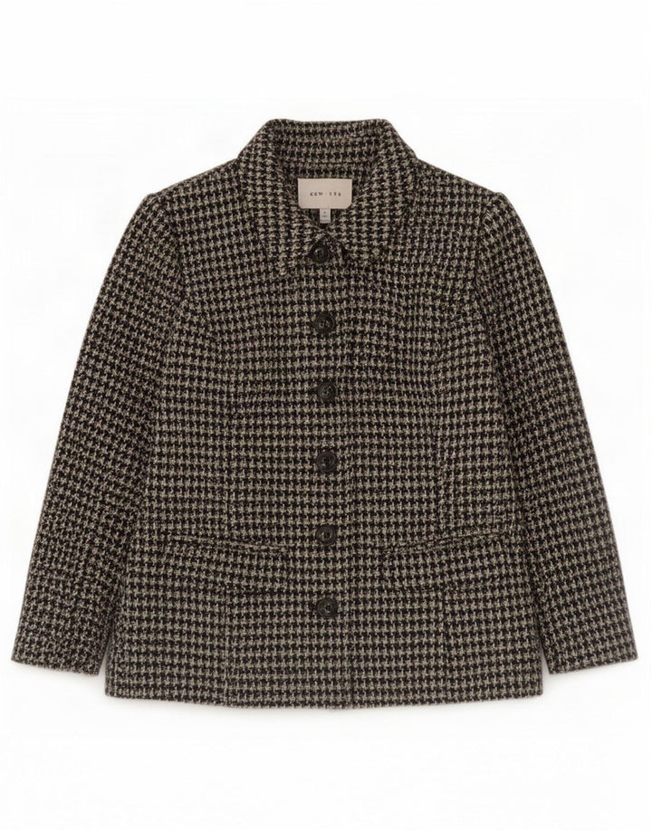 Kew Chaqueta Blazer de Manga 3/4 con 6 Botones para Mujer UK 44 Pata de Gallo Verde Medio