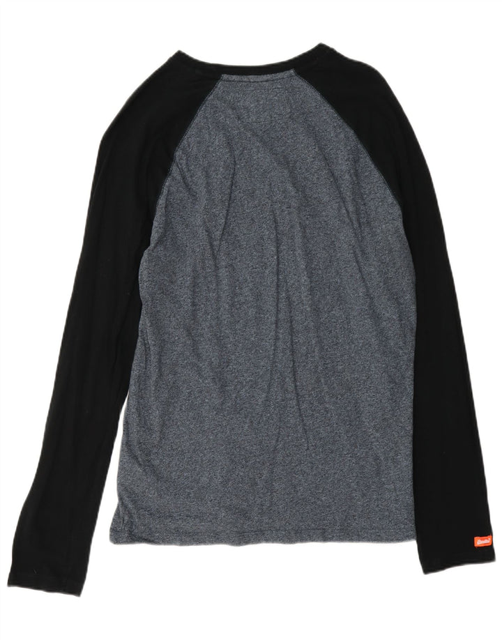 Superdry Hombre Top De Manga Larga De Algodón Moteado En Azul Marino Medio