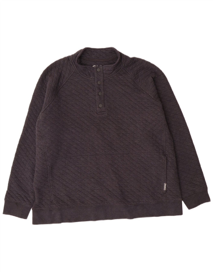 Eddie Bauer - Sudadera con cuello y botones para hombre, talla 2XL, algodón geométrico gris