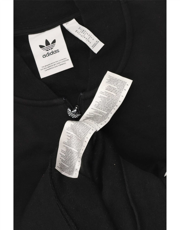 Adidas Hombre Zip Neck Sudadera Jumper Medium Negro Algodón