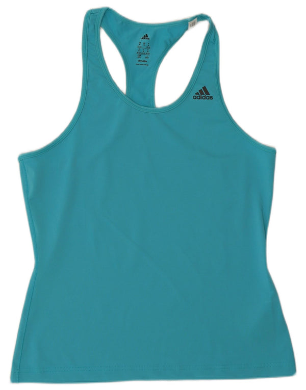 Adidas Mujer Climalite Chaleco Top UK 12/14 Medio Azul Poliéster