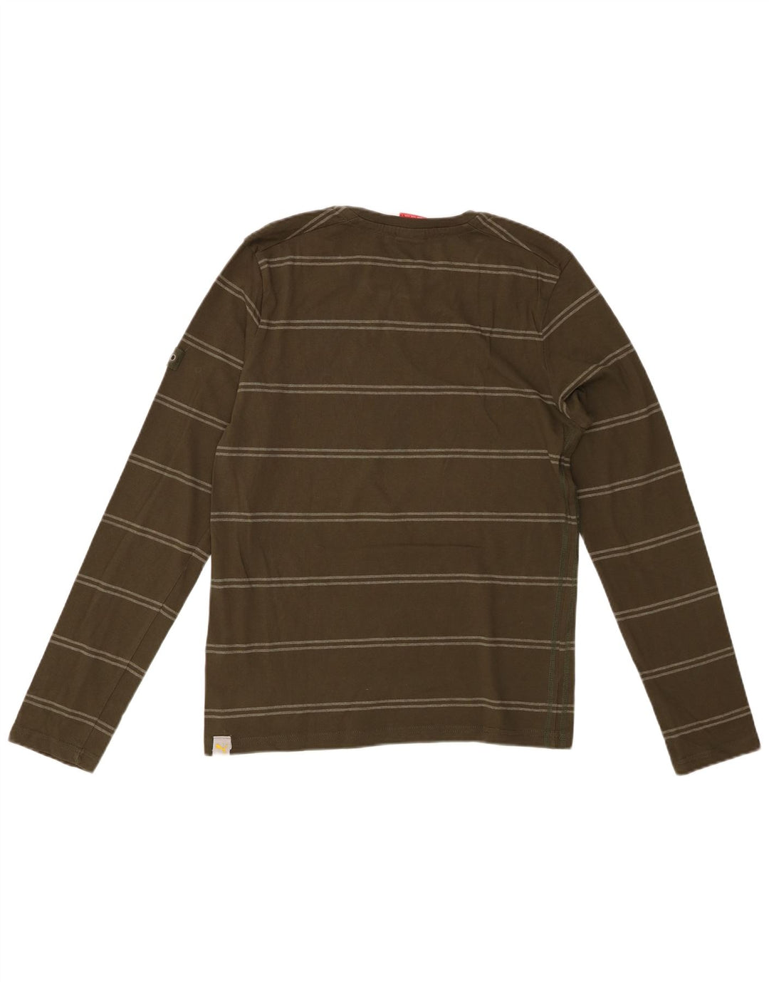 PUMA Camiseta de manga larga para hombre de algodón a rayas color caqui pequeño